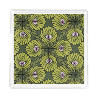 Plant Horror Art - Creepy Cute Green Flower Acrylic Tray