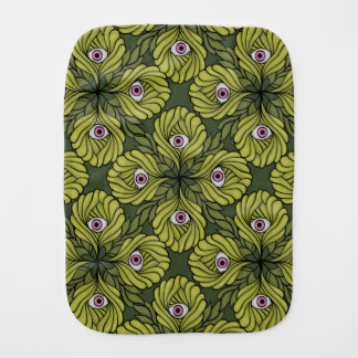 Plant Horror Art - Creepy Cute Green Flower Baby Burp Cloth