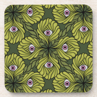 Plant Horror Art - Creepy Cute Green Flower Beverage Coaster