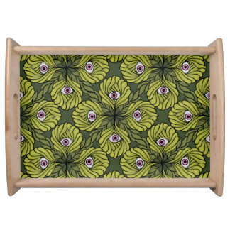 Plant Horror Art - Creepy Cute Green Flower Serving Tray