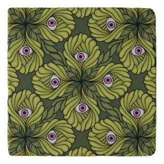 Plant Horror Art - Creepy Cute Green Flower Trivet