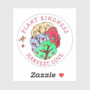 Plant Kindness Harvest Love Heart Tree Sticker