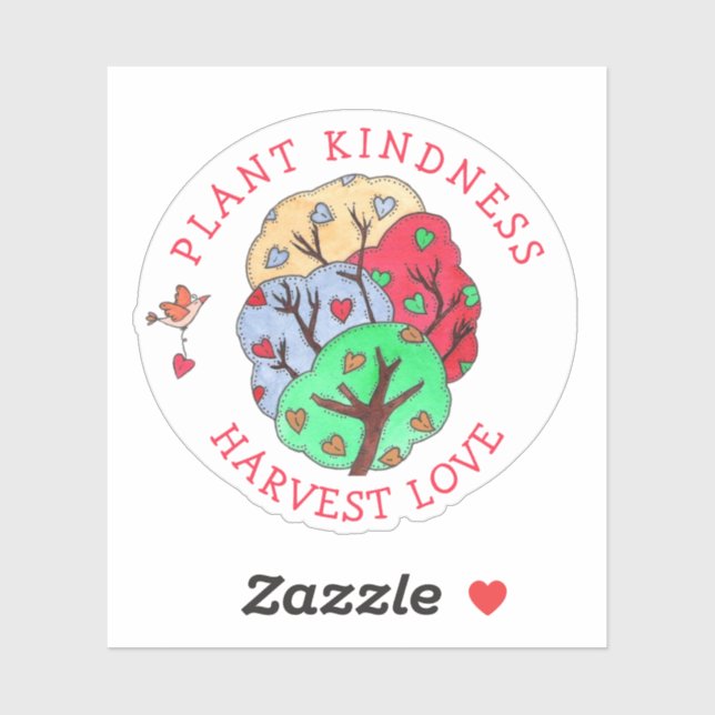 Plant Kindness Harvest Love Heart Tree Sticker (Sheet)