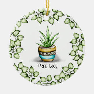 Plant Lady, Aloe Plant Ceramic Ornament