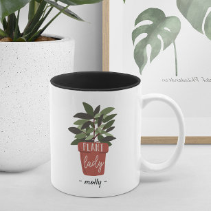 Plant Lady   Cute Personalized Plant Lovers Two-Tone Coffee Mug