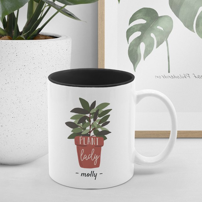 Plant Lady | Cute Personalized Plant Lovers Two-Tone Coffee Mug (Creator Uploaded)