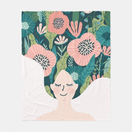 Plant Lady Floral Pastel Flower Girly Love Earth Fleece Blanket