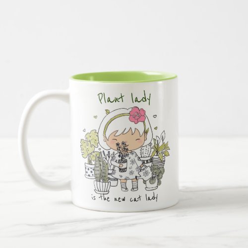 Plant Lady Is The New Cat Lady Funny Two_Tone Coffee Mug