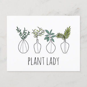 Plant Lady line Art  Plants Illustration  Postcard