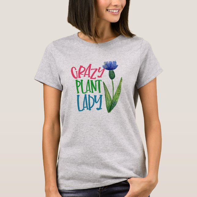 Plant Lady succulent tee, Trendy Botanical Fashion T-Shirt (Front)