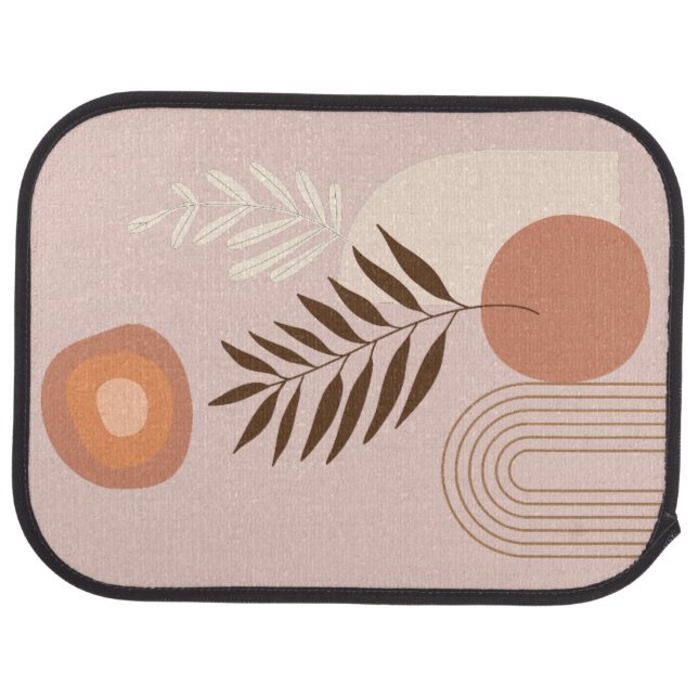 Plant Leaf Boho Sun Arch Pink Set of Car Mats (Rear)
