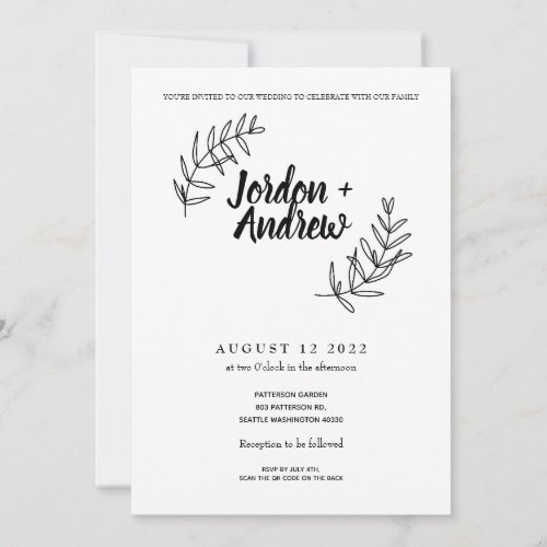 Plant Leaf Roma Minimalist Wedding Invite