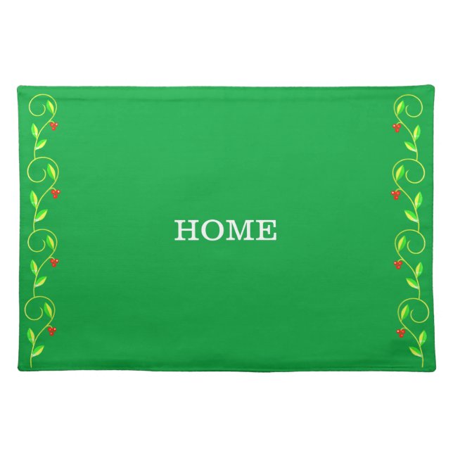 Plant Leaf Vector on Green Cloth Placemat (Front)