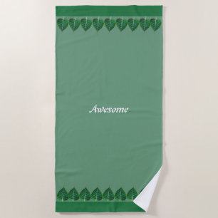 Plant Leaves on Green Personalized Beach Towel