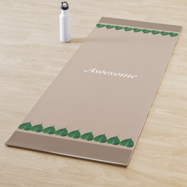 Plant Leaves on Light Beige Personalized Yoga Mat (In Situ)