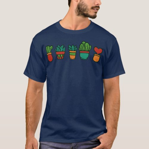 Plant Lover Cactus Heart Mothers Day T_Shirt