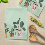 Plant Lover Chic Watercolor Potted Plants Monogram Kitchen Towel<br><div class="desc">Are you crazy about plants? or know someone who just can't get enough of their plants? Then this "Crazy Plant Lady" kitchen towel is perfect for yourself or as a gift. Our design features our beautiful chic handpainted watercolor potted plants. Personalize the pot with your monogram. All artwork by Moodthology....</div>