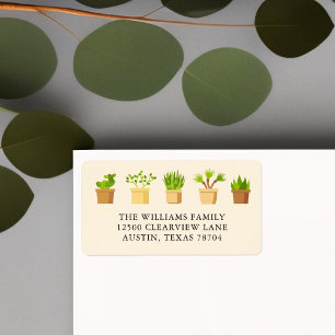 Plant Lover Cute Succulent Botany Return Address Label