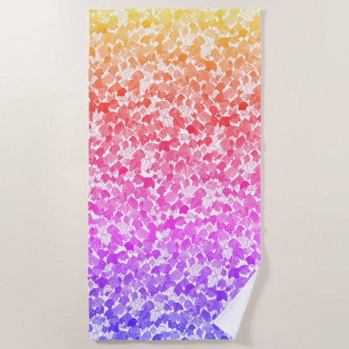 Plant Lover Falling Leaves Pink Purple Watercolor Beach Towel