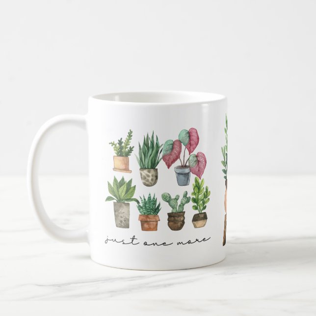 Plant Lover Just One More Plant with Name Coffee Mug (Left)
