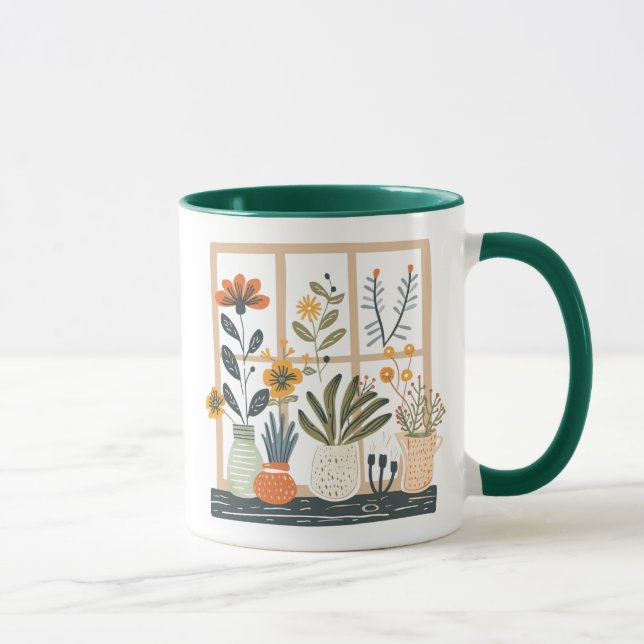 Plant Lover Potted Plants on Window Coffee Mug (Right)