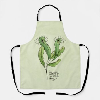 Plant Lover Pun Funny Introvert Gardener Apron by borianag at Zazzle