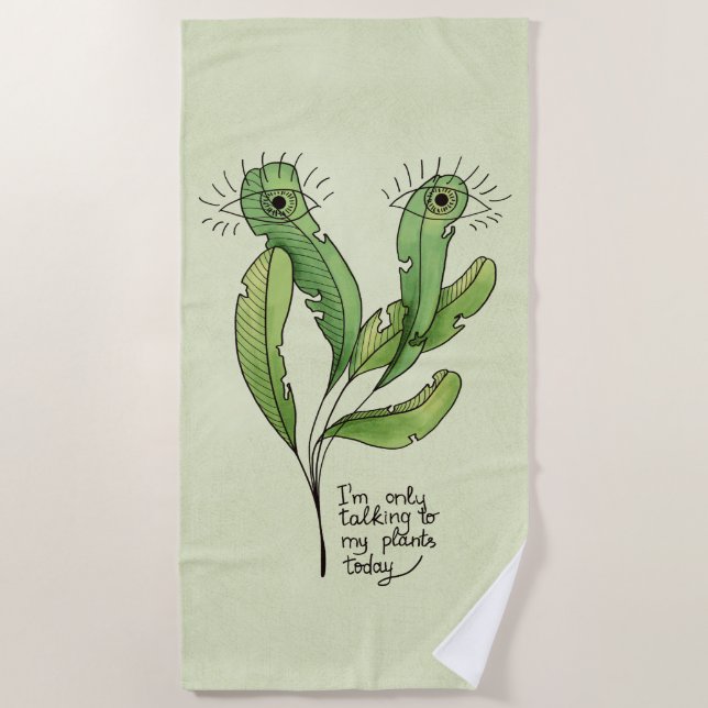 Plant lover pun funny introvert gardener beach towel (Front)