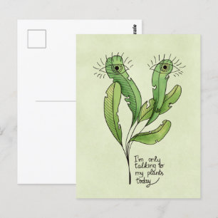Plant lover pun funny introvert gardener postcard