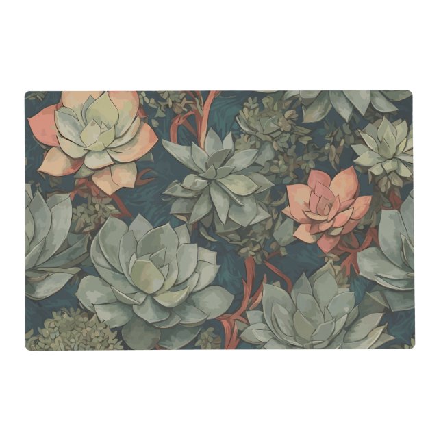 Plant Lover Succulent Garden Pattern Placemat (Front)