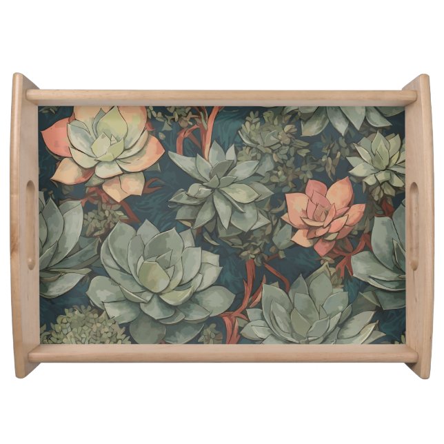 Plant Lover Succulent Garden Pattern Serving Tray (Front)