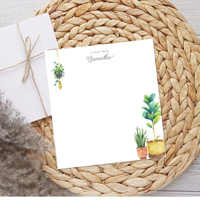 Plant Lover Watercolor House Plants Personalized Notepad (Creator Uploaded)