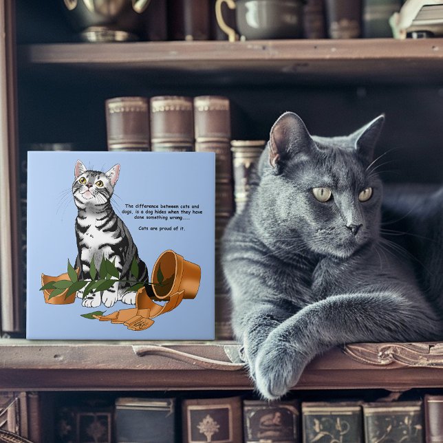 Plant Mischief Cat Ceramic Tile (Creator Uploaded)