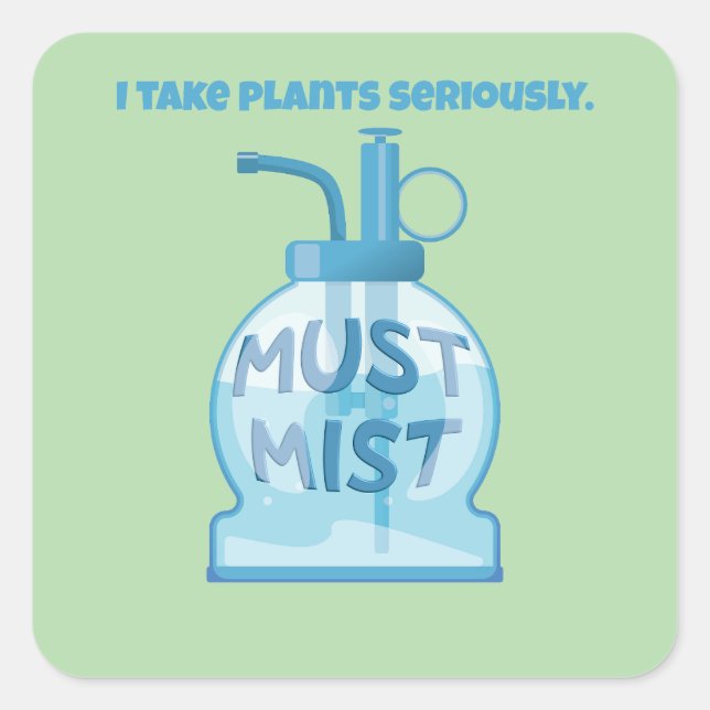 Plant mister misting pot plants square sticker (Front)