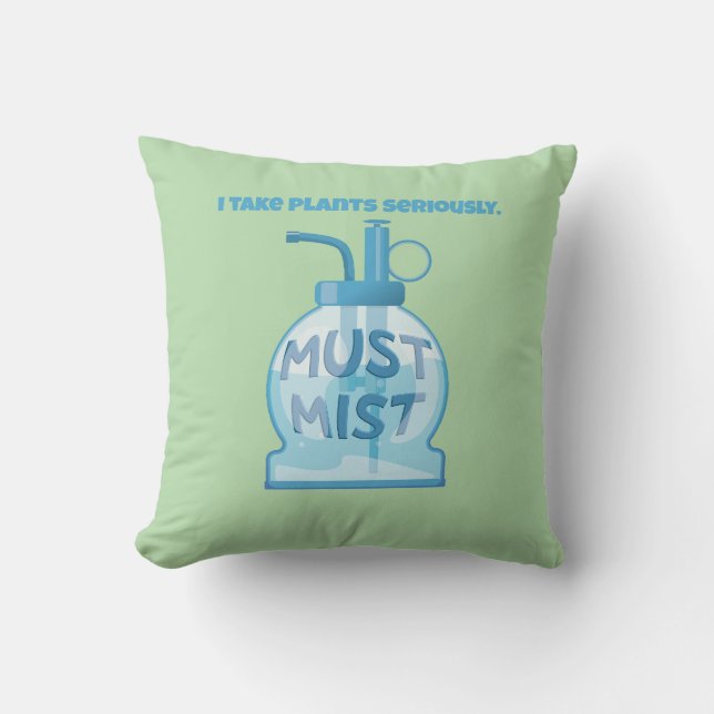 Plant mister misting pot plants throw pillow (Front)