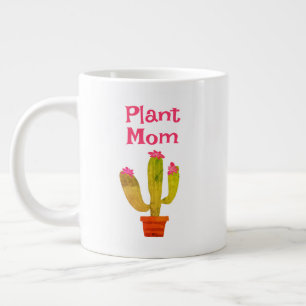 Plant Mom coffee mug gift with cute cactus planter