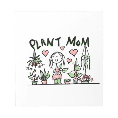 Plant Mom Cute Cartoon Women with Houseplants Coff Notepad