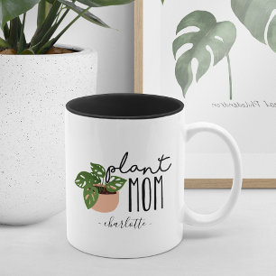 Plant Mom Cute Personalized Plant Lover Two-Tone Coffee Mug