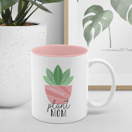 Plant Mom | Cute Personalized Plant Lover Two-Tone Coffee Mug