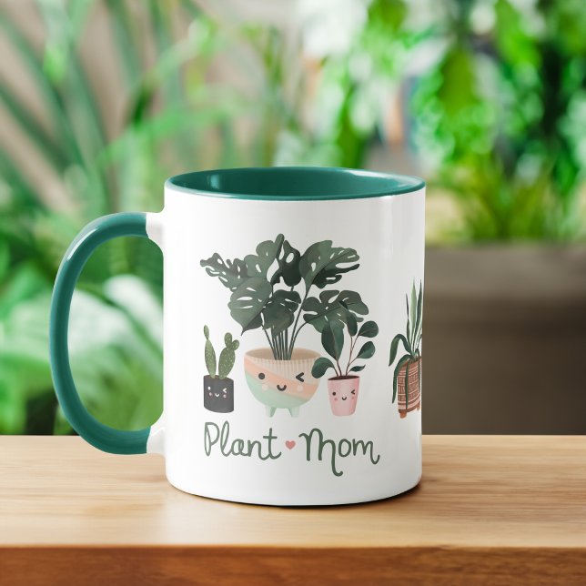 Plant Mom Fun & Cute Watercolor Potted Plants Coffee Mug