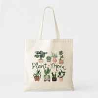 Plant Mom Fun & Cute Watercolor Potted Plants Tote Bag