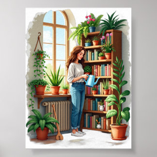 Plant Mom Gardening Book Nook - Indoor Gardening L Poster