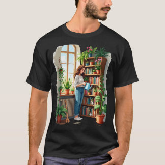 Plant Mom Gardening Book Nook - Indoor Gardening L T-Shirt