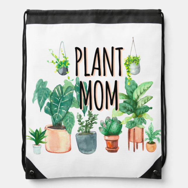 Plant Mom -Gardening, Planter Gift For Mom Drawstring Bag (Front)