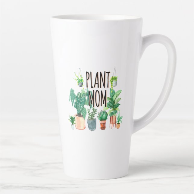 Plant Mom -Gardening, Planter Gift For Mom Latte Mug (Right)