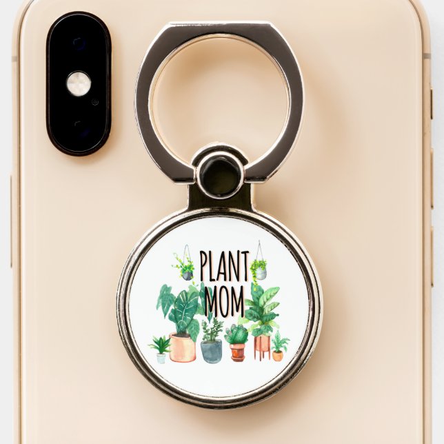 Plant Mom -Gardening, Planter Gift For Mom Phone Ring Stand (Close Up)