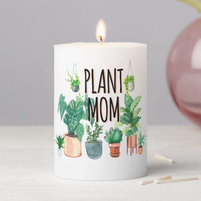 Plant Mom -Gardening, Planter Gift For Mom Pillar Candle (In Situ)