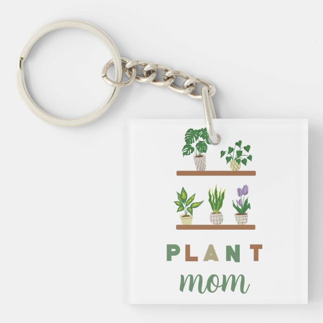 Plant Mom Gift Tropical Greenery  Keychain (Front)