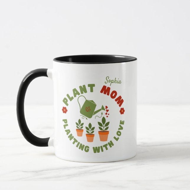 Plant Mom Planting With Love Personalized Mug (Left)