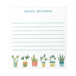 Plant Mom Potted Plants Personalized Name Notepad