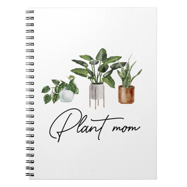 Plant Mom Watercolor House Plants Notebook (Front)